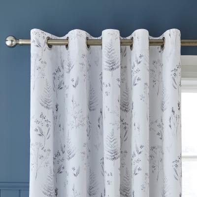 Dunelm Dorma Purity Botanical 100% Cotton Grey Eyelet Curtains Grey