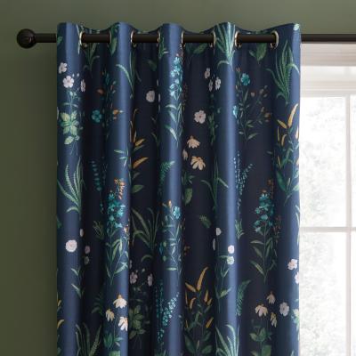Dunelm Garden Botanical Navy Blackout Eyelet Curtains Navy