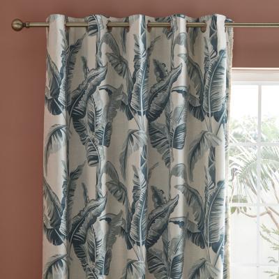 Dunelm Tropical Palms Green Eyelet Curtains Green and White