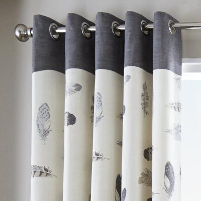 Dunelm Idaho Charcoal Feather Eyelet Curtains Grey and White