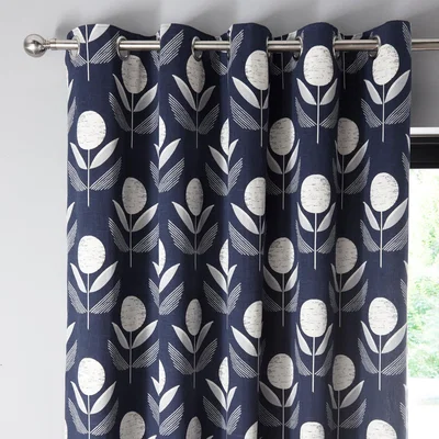 Dunelm Elements Arna Navy Eyelet Curtains Navy