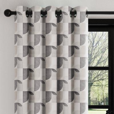 Dunelm Abstract Geo Grey Eyelet Curtains Grey