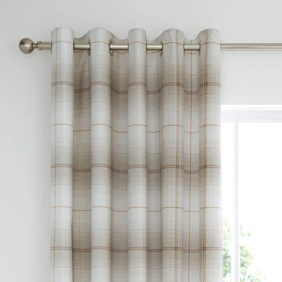 Dunelm Albie Natural Blackout Eyelet Curtains Beige, White and Grey