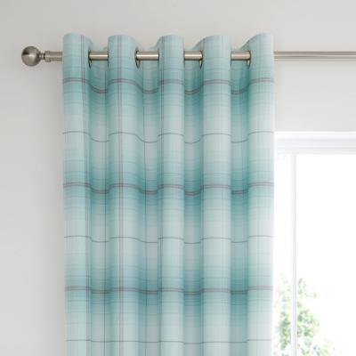 Dunelm Albie Blue Eyelet Blackout Curtains Blue, White and Grey