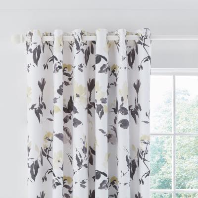 Dunelm Helena Springfield Moda Peregrine Eyelet Curtain Charcoal, White and Yellow