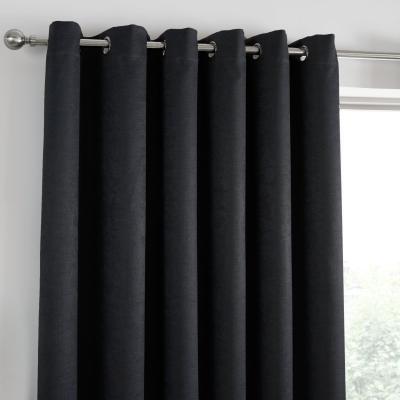 Dunelm Fusion Strata Dim Out Woven Black Eyelet Curtains Black