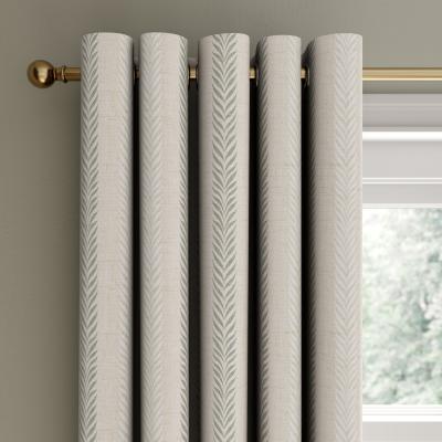 Dunelm Striped Leaves Natural Eyelet Curtains Natural