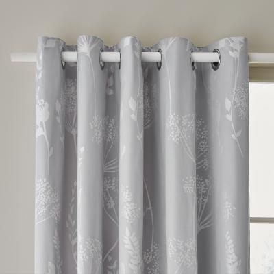 Dunelm Catherine Lansfield Meadowsweet Floral Silver Eyelet Curtains Silver