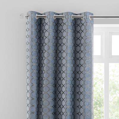 Dunelm Chenille Ogee Ashley Blue Eyelet Curtains Blue