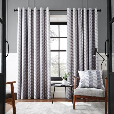 Dunelm Hyperion Interiors Evander Geo Grey Eyelet Curtains Grey