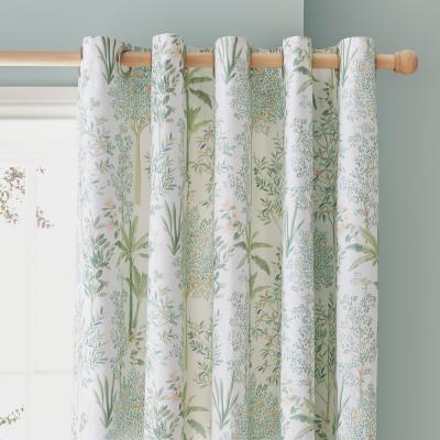 Dunelm Botanical Trees Sage Eyelet Curtains Green/White