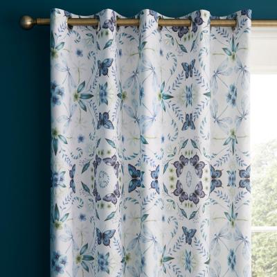 Dunelm Fantastical Gardens Blue Blackout Eyelet Curtains Blue