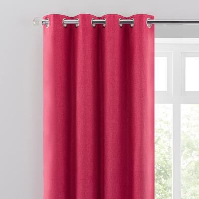 Dunelm Luna Brushed Raspberry Blackout Eyelet Curtains Pink
