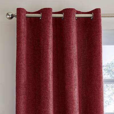 Dunelm Ensley Chenille Thermal Red Eyelet Curtains Red