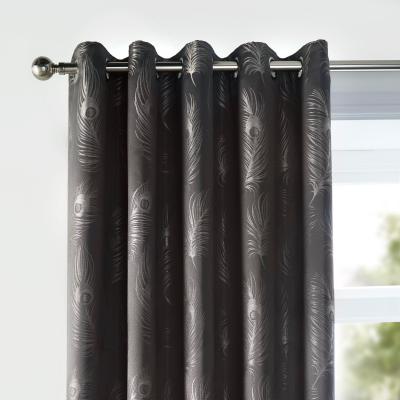 Dunelm Curtina Feather Jacquard Slate Eyelet Curtains Dark Grey
