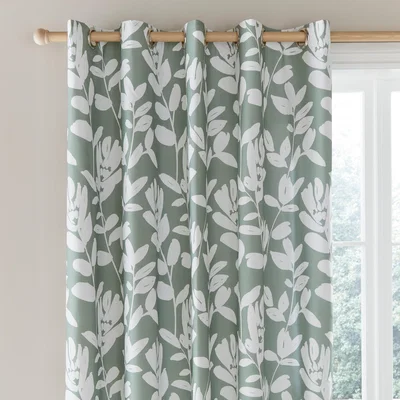 Dunelm Silhouette Floral Lilypad Blackout Eyelet Curtains Lilypad
