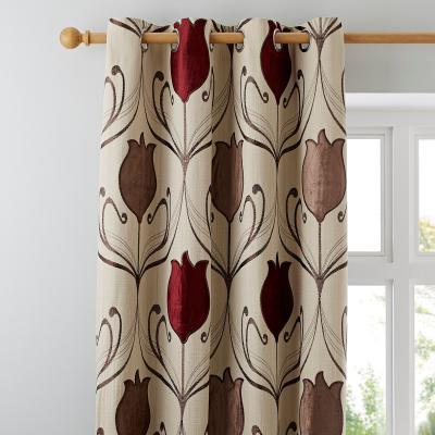 Dunelm Lalique Wine Eyelet Curtains Red and Brown