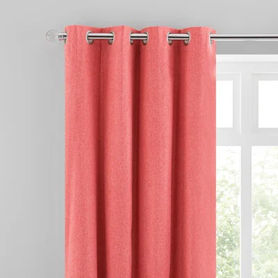 Dunelm Luna Brushed Coral Blackout Eyelet Curtains Pink