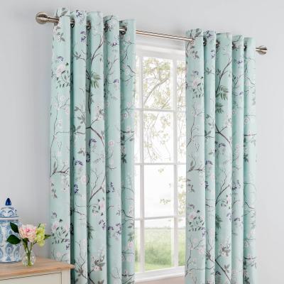 Dunelm Dorma Maiya Duck Egg Blackout Eyelet Curtains Green and White