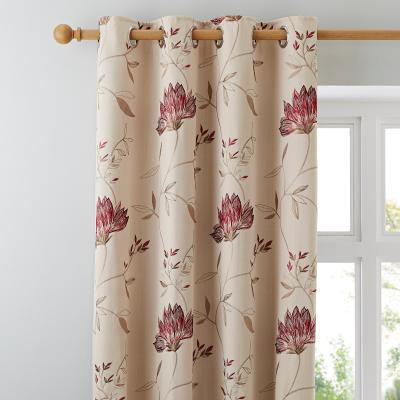 Dunelm Amelia Red Eyelet Curtains Red and Brown