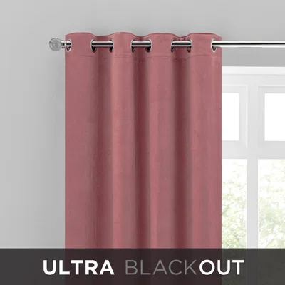 Dunelm Isla Rose Thermal Ultra Blackout Eyelet Curtains Pink