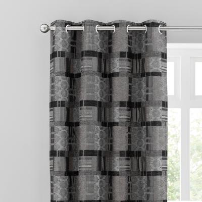 Dunelm Prague Chenille Noir Eyelet Curtains Black
