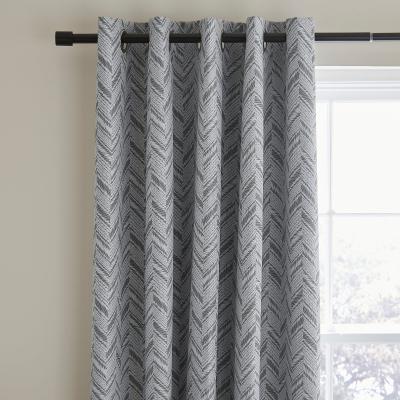 Dunelm Chevron Printed Grey Blackout Eyelet Curtains Grey/White