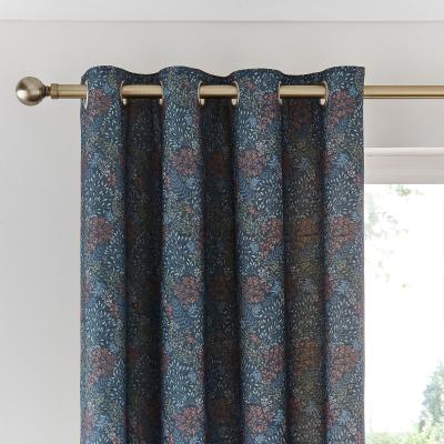 Dunelm Woodland Tale Print Navy Thermal Eyelet Curtains Navy (Blue)