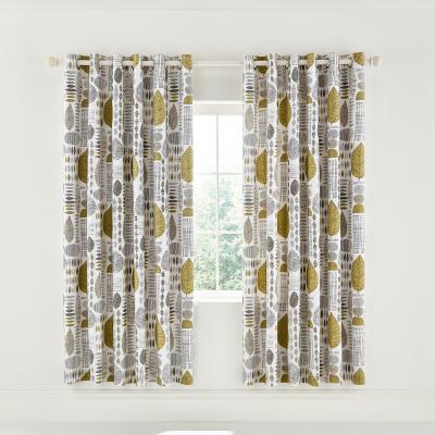 Dunelm Helena Springfield Unna Chartreuse Eyelet Curtains Grey, Yellow and White
