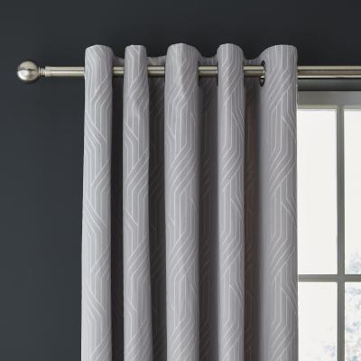 Dunelm Catherine Lansfield Linear Geo Silver Eyelet Curtains Silver