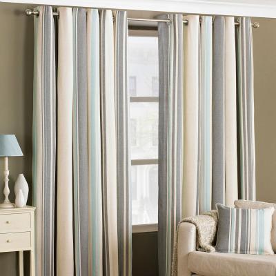 Dunelm Broadway Duck Egg Eyelet Curtains Blue, Grey and White