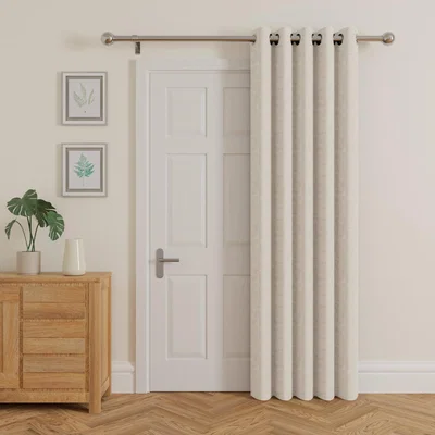 Dunelm Dawson White Linen Thermal Door Curtain Linen