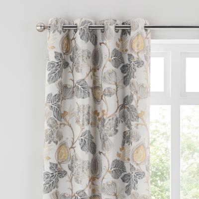 Dunelm Chianti Jacobean Ochre Eyelet Curtains Ochre