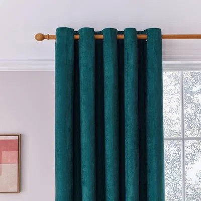 Dunelm Elements Cord Peacock Eyelet Curtains Peacock