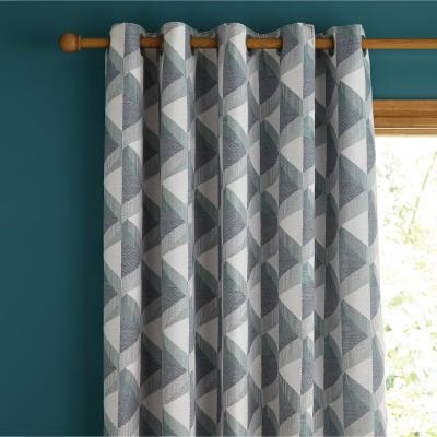 Dunelm Elements Kyoto Lilypad Chenille Eyelet Curtains Green and White