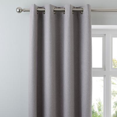 Dunelm Luna Brushed Mid Grey Blackout Eyelet Curtains Grey