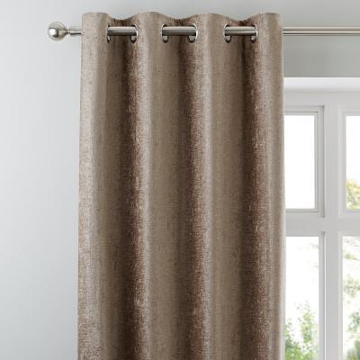 Dunelm Chenille Taupe Eyelet Curtains Brown
