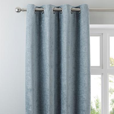 Dunelm Chenille Duck-Egg Eyelet Curtains Blue