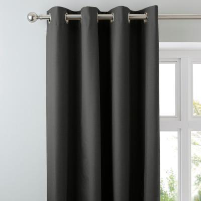 Dunelm Arizona Deep Charcoal Blackout Eyelet Curtains Charcoal (Grey)