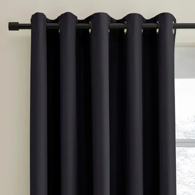 Dunelm Berlin Black Thermal Blackout Eyelet Curtains Black