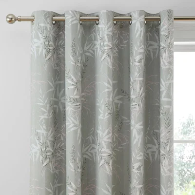Dunelm Sophia Shadow Bamboo Blackout Eyelet Curtains Sage (Green)
