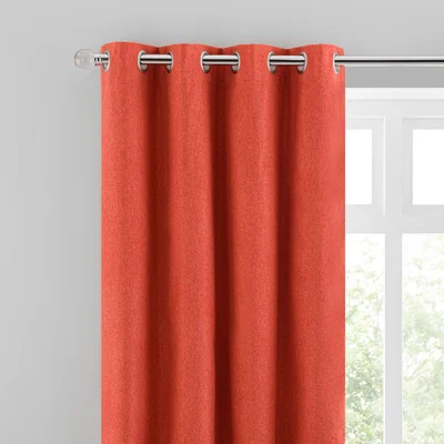 Dunelm Luna Brushed Ginger Blackout Eyelet Curtains Orange