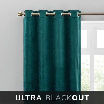 Dunelm Isla Ultra Blackout Emerald Eyelet Curtains Emerald Isla