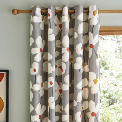 Dunelm Elements Lena Grey Eyelet Curtains Grey/Yellow/White