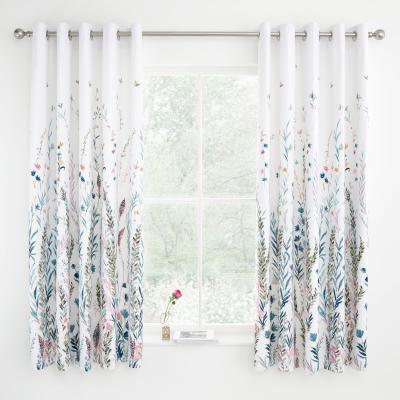 Dunelm Whimsical Botanical Floral Blackout Eyelet Curtains Green