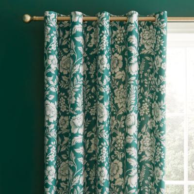 Dunelm Floral Trail Emerald Blackout Eyelet Curtains Green/White