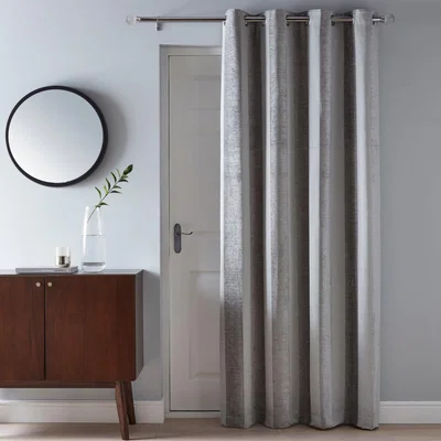 Dunelm Parker Grey Chenille Eyelet Door Curtain Grey