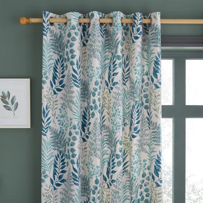 Dunelm Catherine Lansfield Hartwood Leaf Green Eyelet Curtains Green