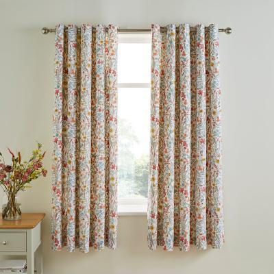 Dunelm Meadow Ditsy Red Blackout Eyelet Curtains Red