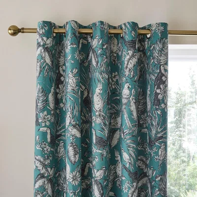Dunelm Parrots Teal Blackout Eyelet Curtains Teal (Green)